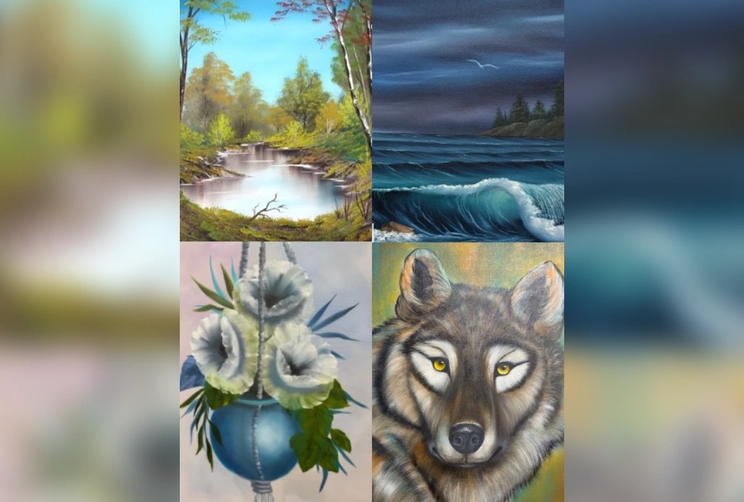 Four artistic landscapes and animal portraits.